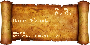 Hajek Nándor névjegykártya